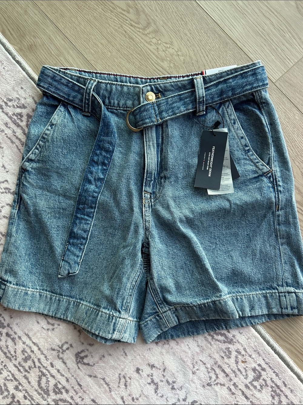 Tommy Hilfiger Women’s High-Waist Blue Denim Shorts with Belt